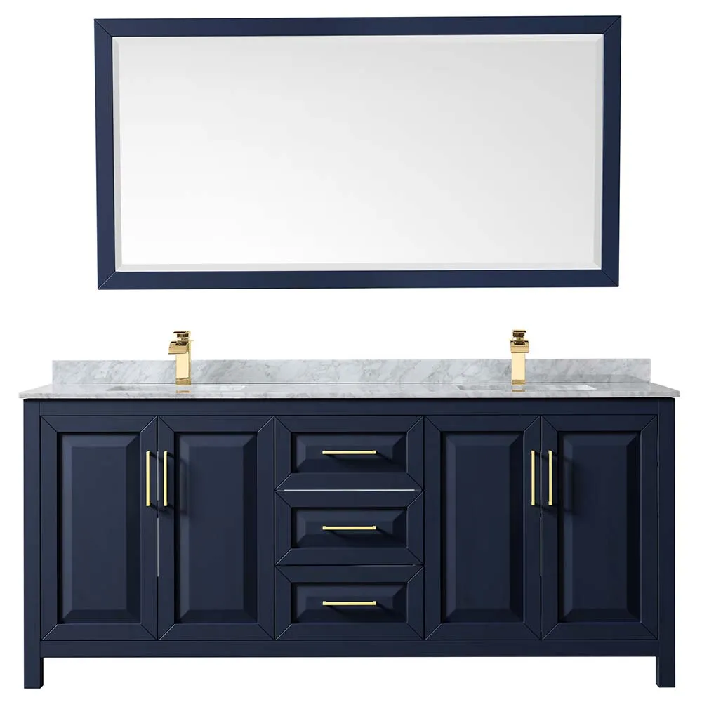 Daria 80 Inch Double Bathroom Vanity in Dark Blue