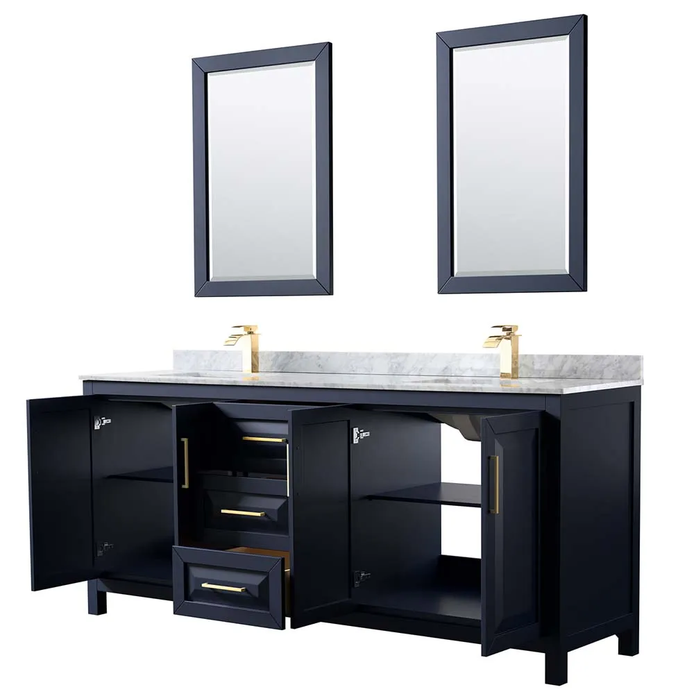 Daria 80 Inch Double Bathroom Vanity in Dark Blue