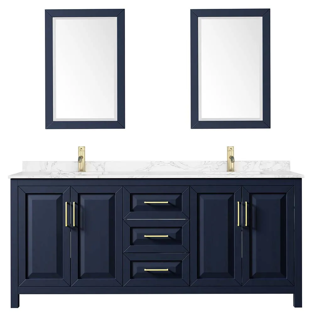 Daria 80 Inch Double Bathroom Vanity in Dark Blue