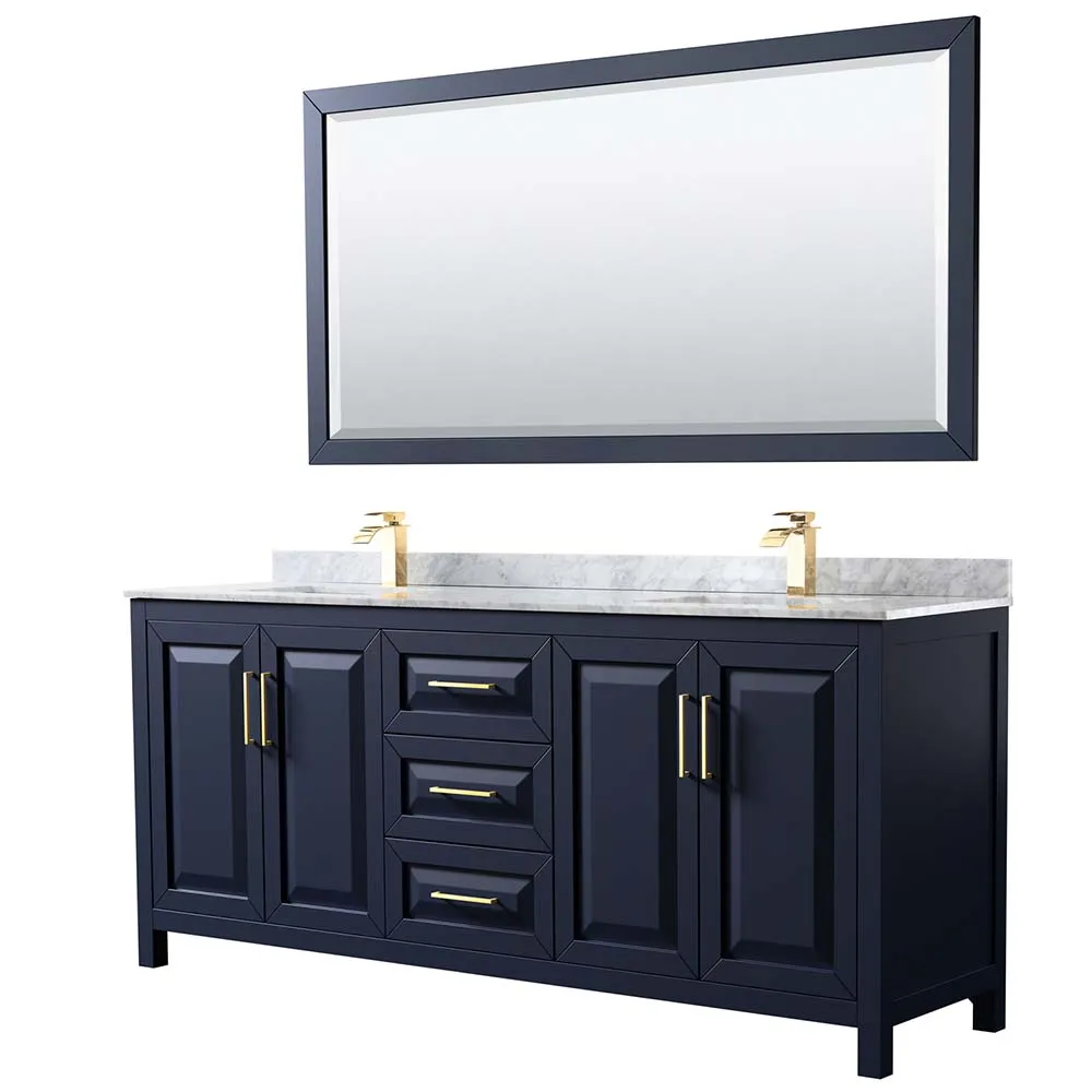 Daria 80 Inch Double Bathroom Vanity in Dark Blue