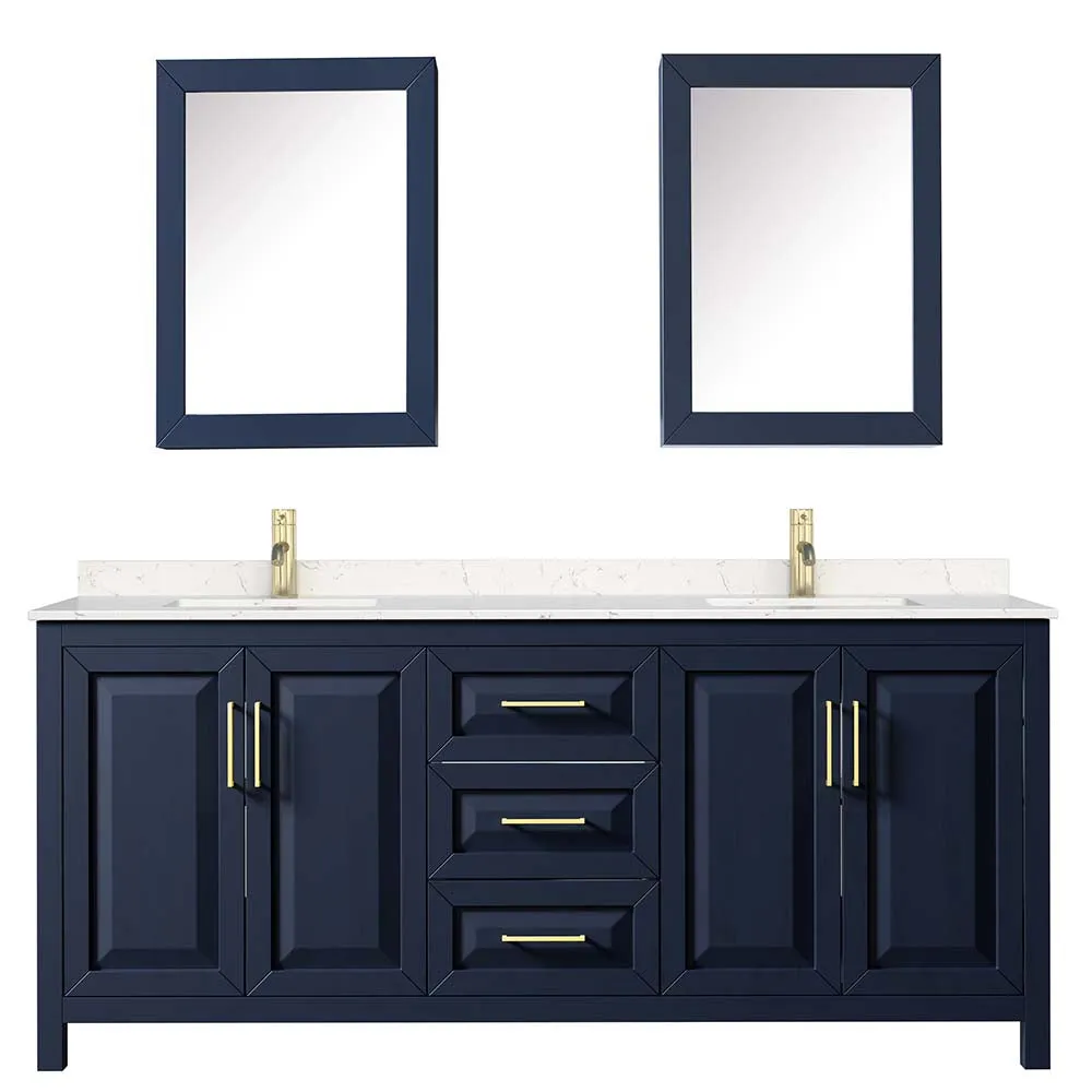 Daria 80 Inch Double Bathroom Vanity in Dark Blue