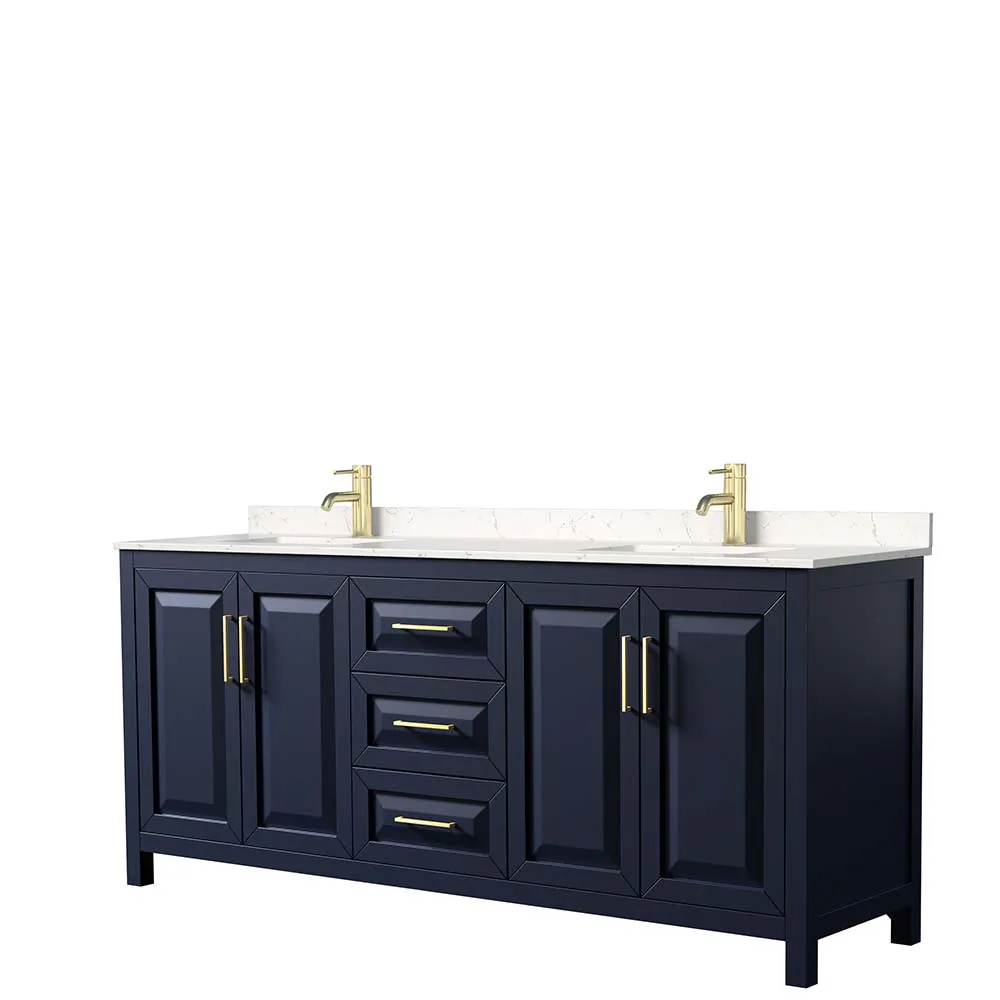 Daria 80 Inch Double Bathroom Vanity in Dark Blue