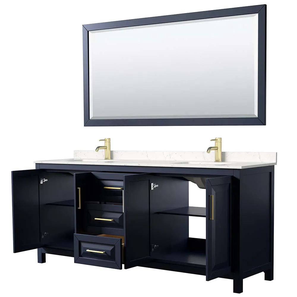 Daria 80 Inch Double Bathroom Vanity in Dark Blue
