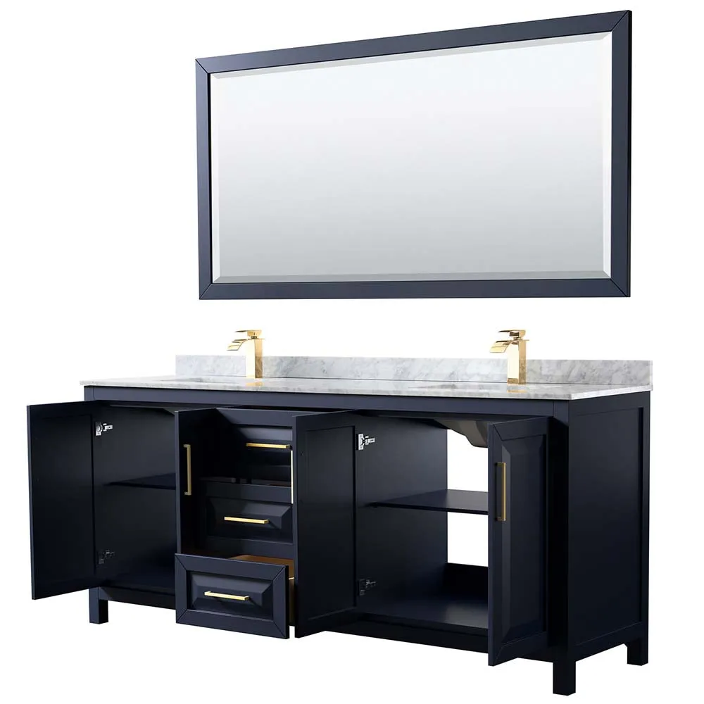 Daria 80 Inch Double Bathroom Vanity in Dark Blue