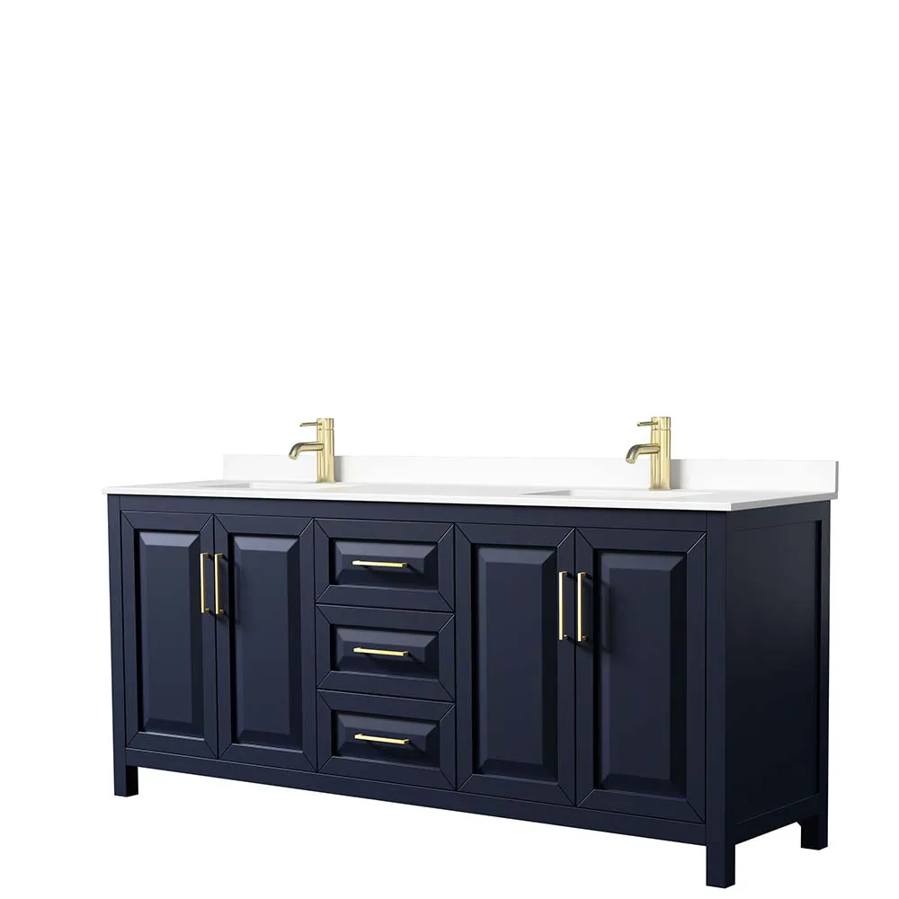 Daria 80 Inch Double Bathroom Vanity in Dark Blue