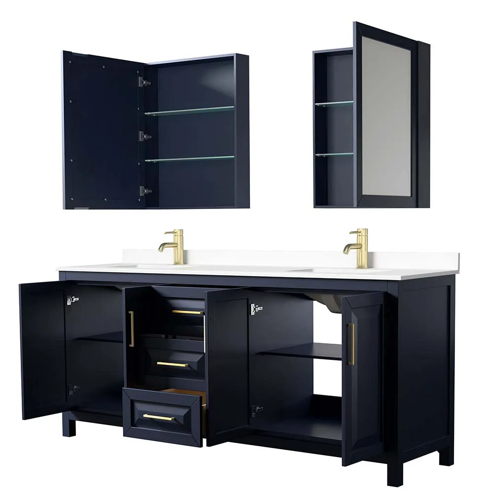 Daria 80 Inch Double Bathroom Vanity in Dark Blue