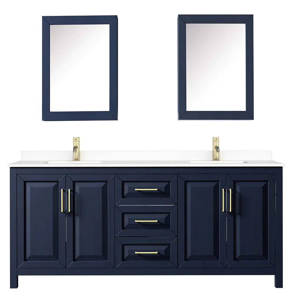 Daria 80 Inch Double Bathroom Vanity in Dark Blue