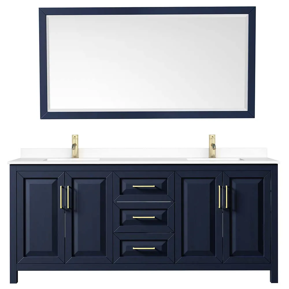 Daria 80 Inch Double Bathroom Vanity in Dark Blue