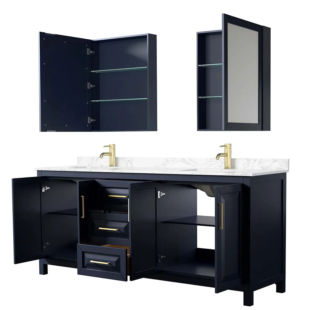 Daria 80 Inch Double Bathroom Vanity in Dark Blue