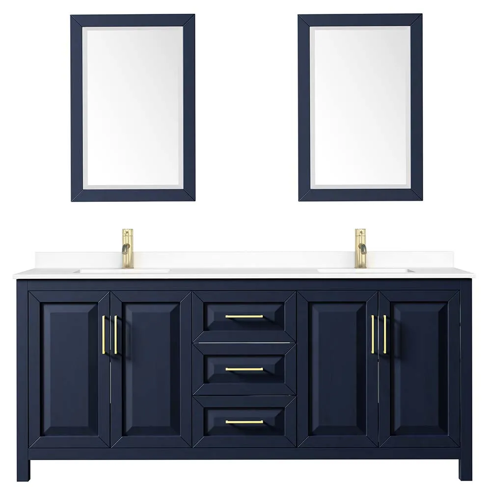 Daria 80 Inch Double Bathroom Vanity in Dark Blue