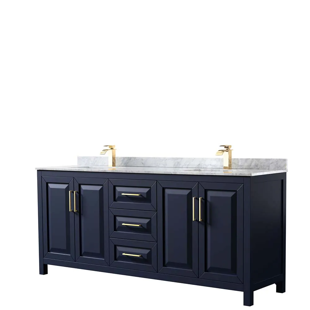 Daria 80 Inch Double Bathroom Vanity in Dark Blue