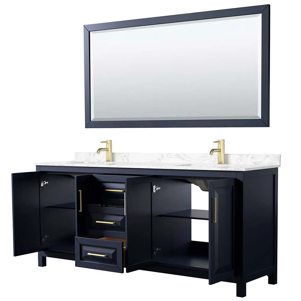 Daria 80 Inch Double Bathroom Vanity in Dark Blue