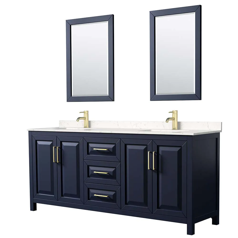 Daria 80 Inch Double Bathroom Vanity in Dark Blue