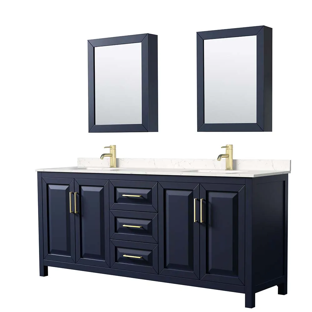 Daria 80 Inch Double Bathroom Vanity in Dark Blue