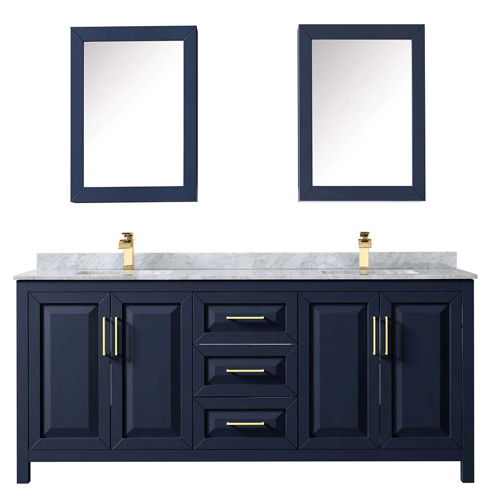 Daria 80 Inch Double Bathroom Vanity in Dark Blue