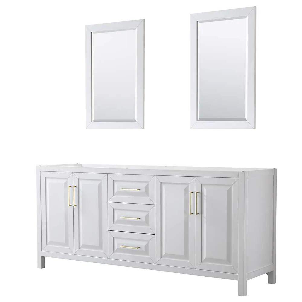 Daria 80 Inch Double Bathroom Vanity in White - Brushed Gold Trim
