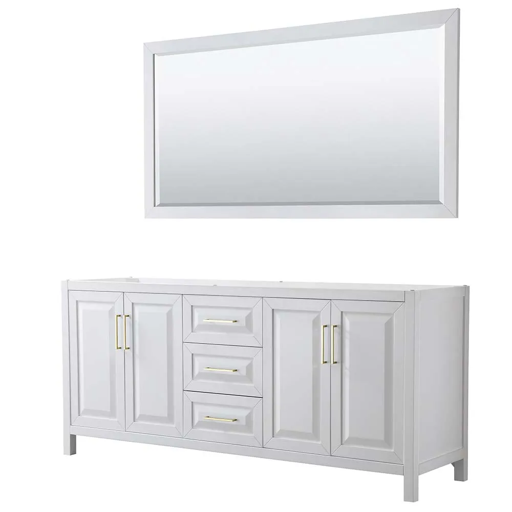 Daria 80 Inch Double Bathroom Vanity in White - Brushed Gold Trim