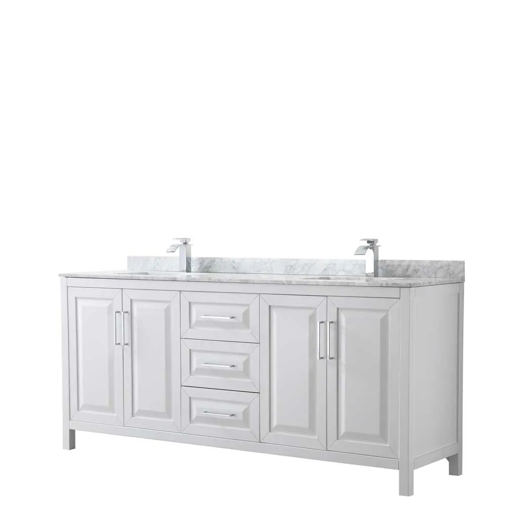 Daria 80 Inch Double Bathroom Vanity in White - Polished Chrome Trim