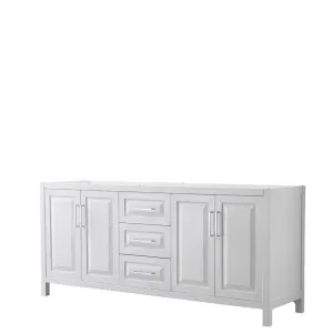 Daria 80 Inch Double Bathroom Vanity in White - Polished Chrome Trim