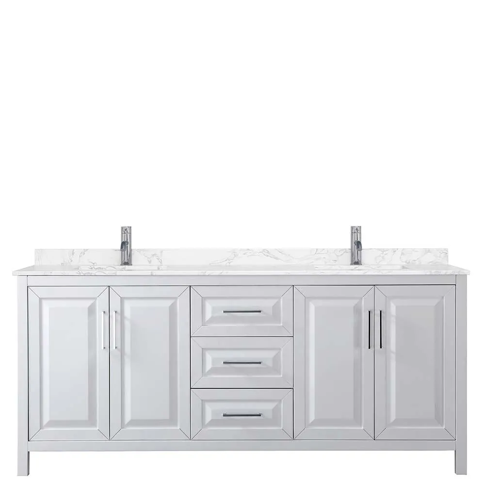 Daria 80 Inch Double Bathroom Vanity in White - Polished Chrome Trim