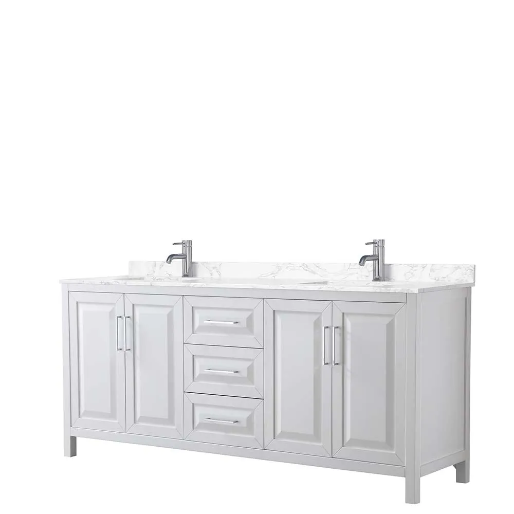 Daria 80 Inch Double Bathroom Vanity in White - Polished Chrome Trim