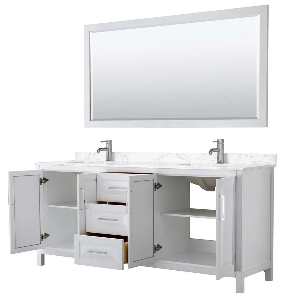 Daria 80 Inch Double Bathroom Vanity in White - Polished Chrome Trim