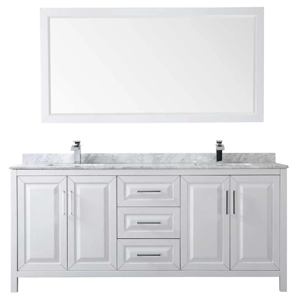 Daria 80 Inch Double Bathroom Vanity in White - Polished Chrome Trim