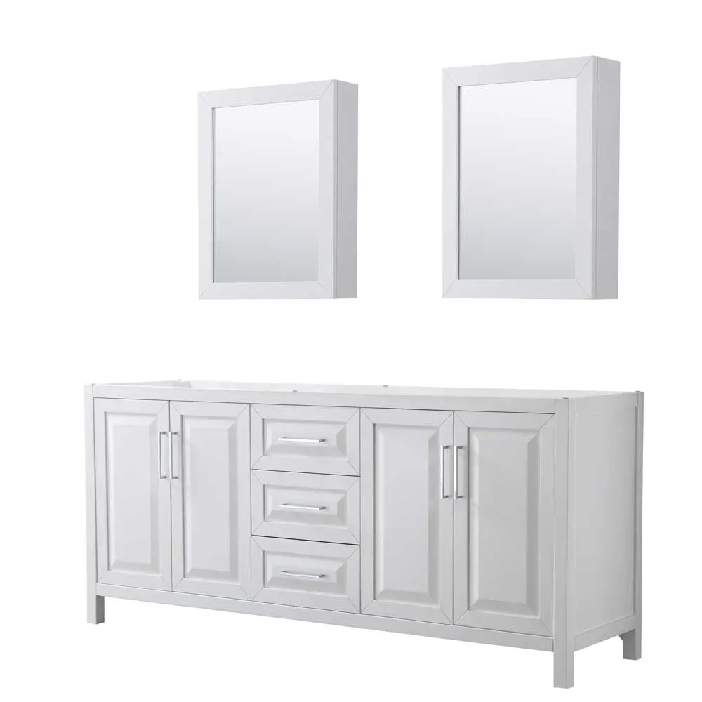 Daria 80 Inch Double Bathroom Vanity in White - Polished Chrome Trim
