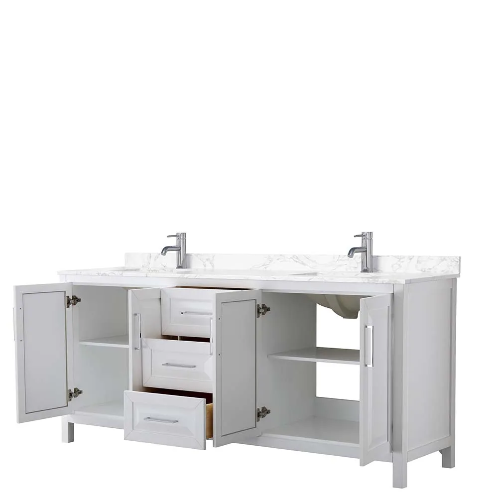 Daria 80 Inch Double Bathroom Vanity in White - Polished Chrome Trim
