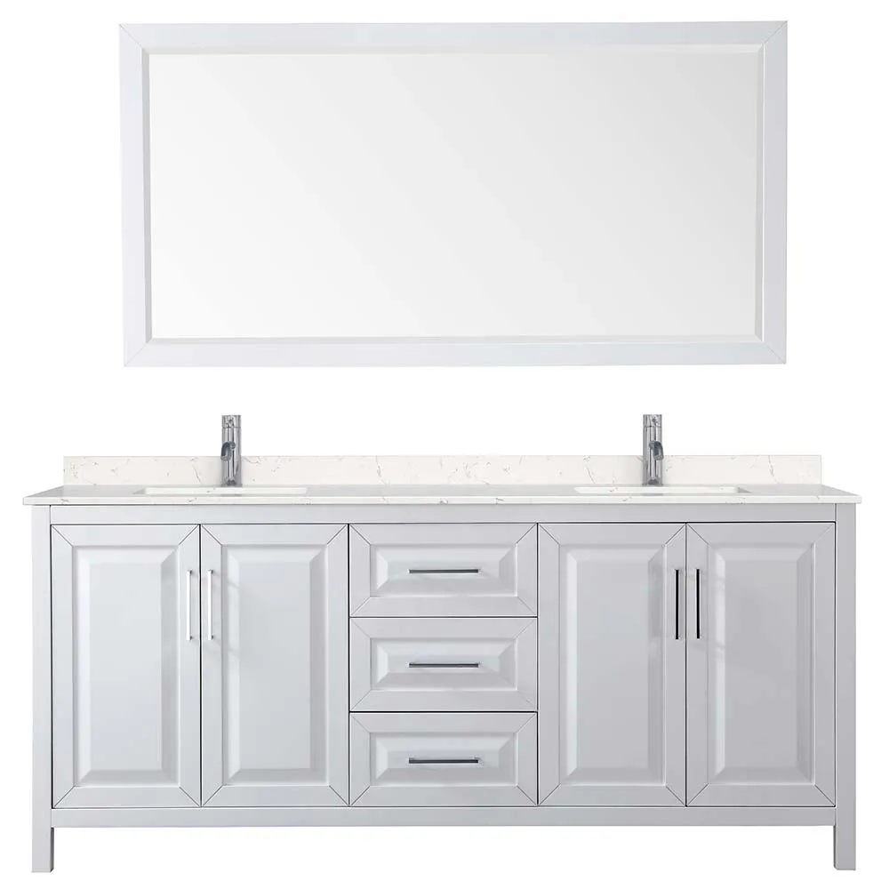 Daria 80 Inch Double Bathroom Vanity in White - Polished Chrome Trim