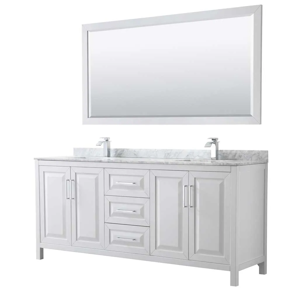Daria 80 Inch Double Bathroom Vanity in White - Polished Chrome Trim