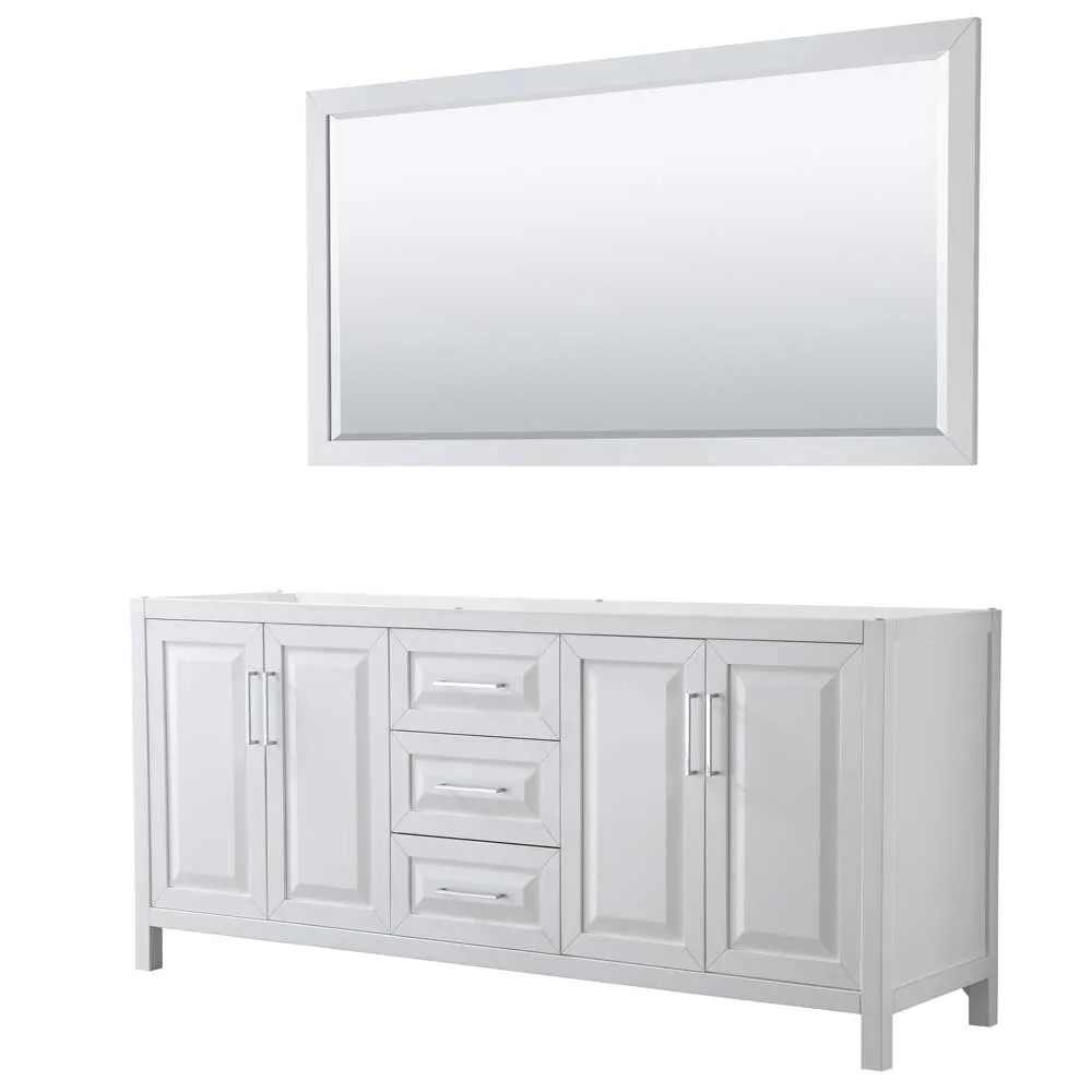 Daria 80 Inch Double Bathroom Vanity in White - Polished Chrome Trim