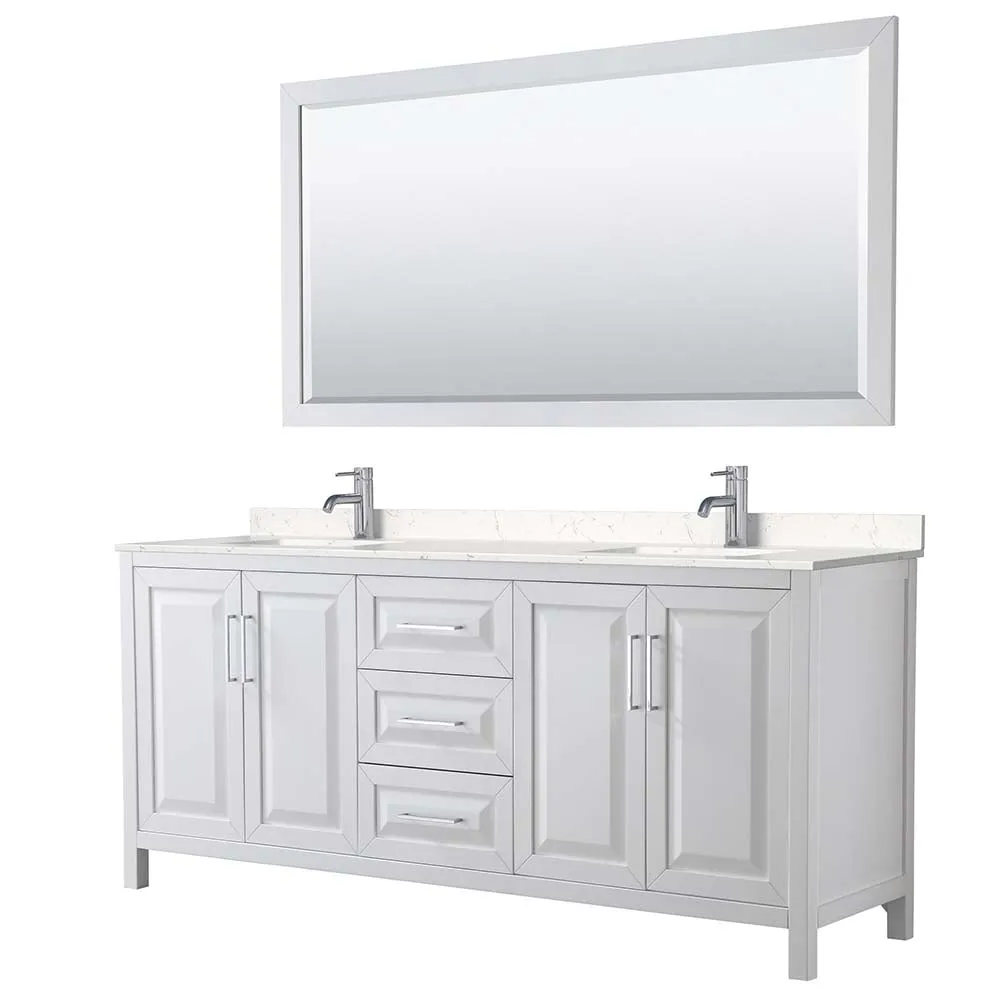 Daria 80 Inch Double Bathroom Vanity in White - Polished Chrome Trim