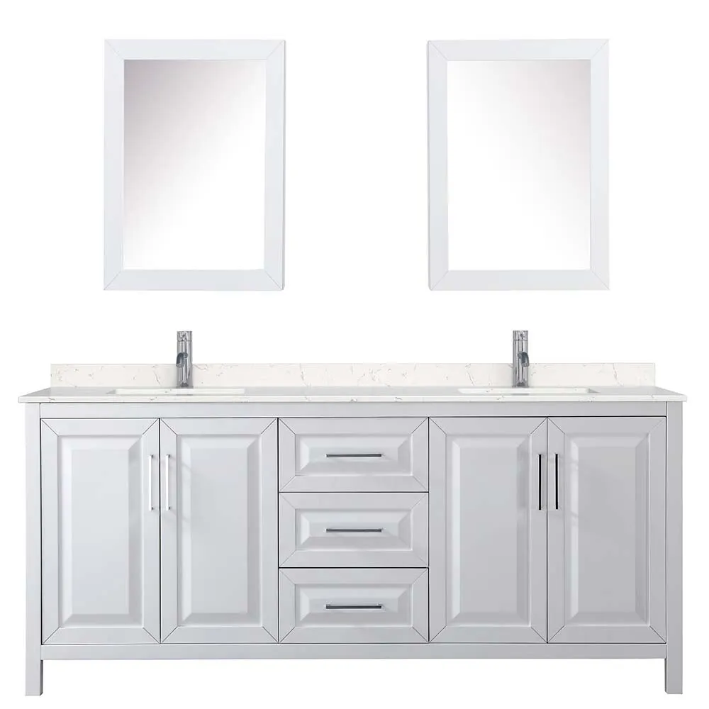 Daria 80 Inch Double Bathroom Vanity in White - Polished Chrome Trim