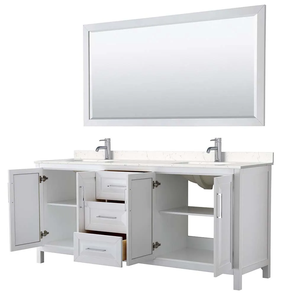Daria 80 Inch Double Bathroom Vanity in White - Polished Chrome Trim