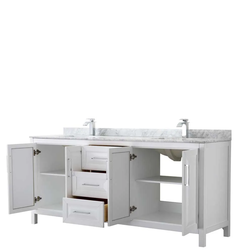 Daria 80 Inch Double Bathroom Vanity in White - Polished Chrome Trim