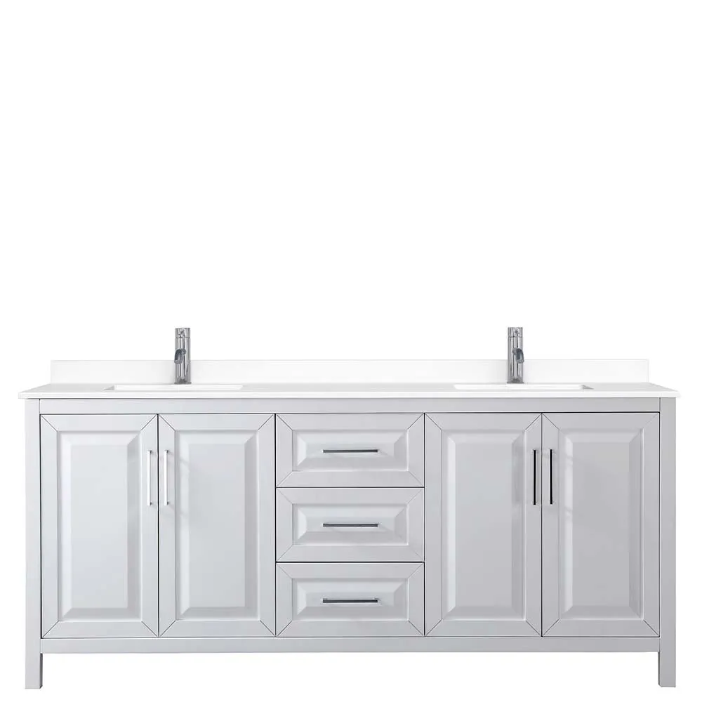 Daria 80 Inch Double Bathroom Vanity in White - Polished Chrome Trim