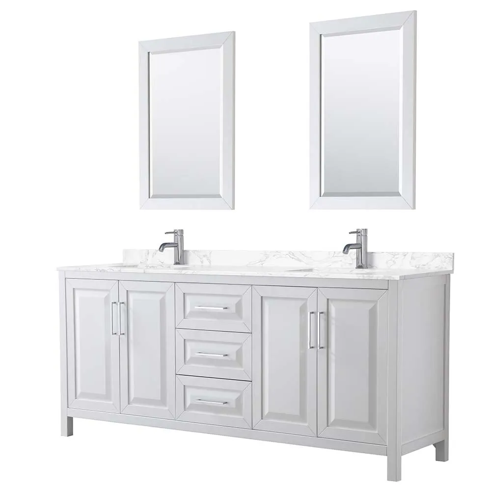 Daria 80 Inch Double Bathroom Vanity in White - Polished Chrome Trim