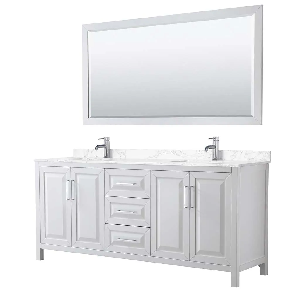 Daria 80 Inch Double Bathroom Vanity in White - Polished Chrome Trim