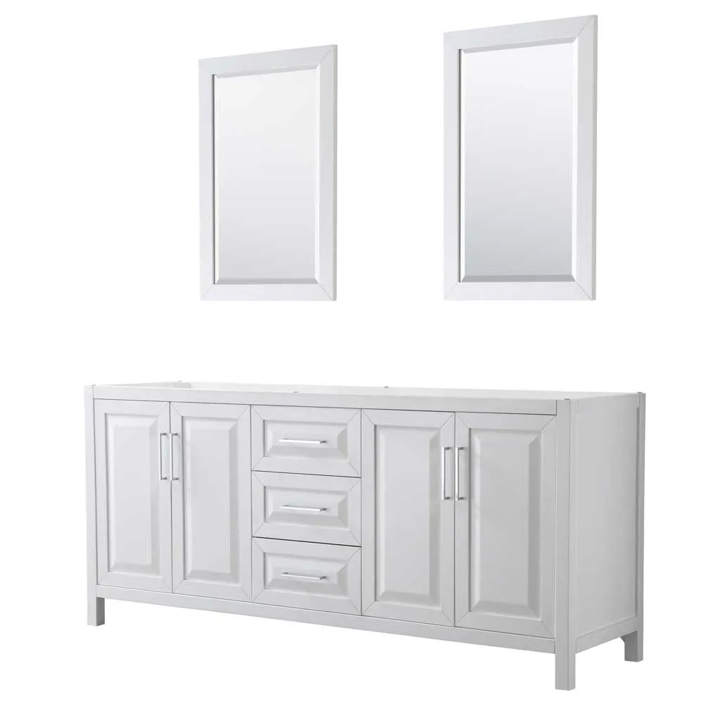 Daria 80 Inch Double Bathroom Vanity in White - Polished Chrome Trim