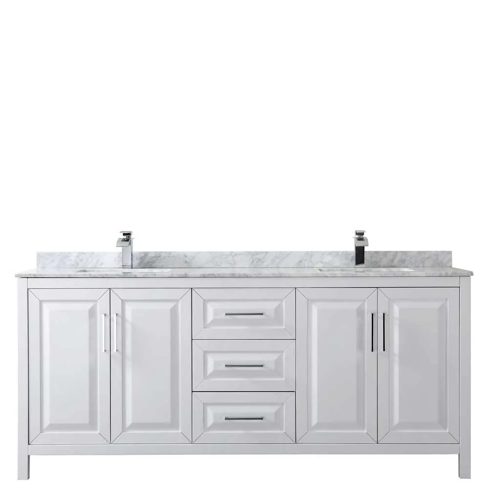 Daria 80 Inch Double Bathroom Vanity in White - Polished Chrome Trim
