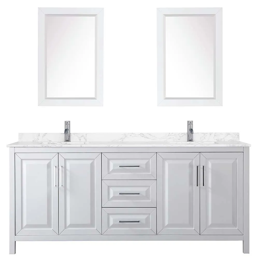 Daria 80 Inch Double Bathroom Vanity in White - Polished Chrome Trim