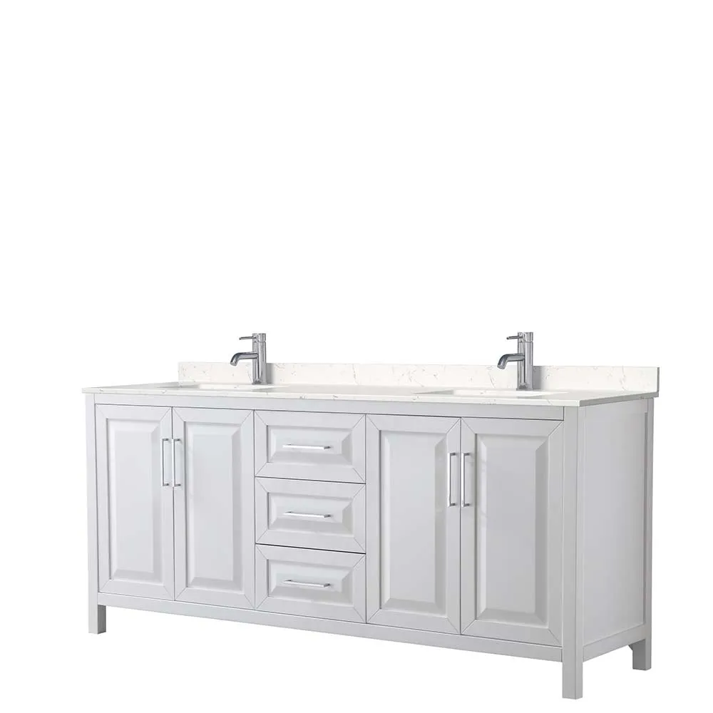 Daria 80 Inch Double Bathroom Vanity in White - Polished Chrome Trim