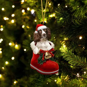 English Springer Spaniel (1)-1-In Santa Boot Christmas-Two Sided Ornament