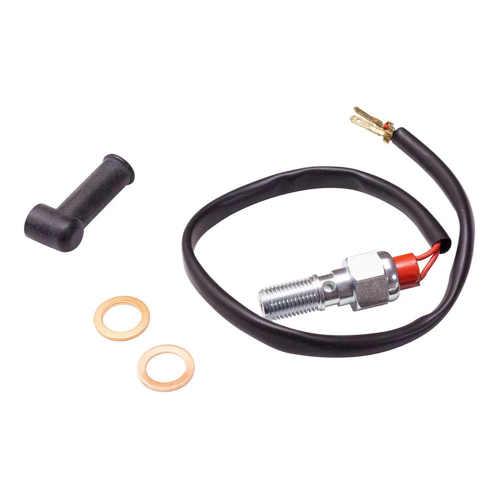 Goodridge - 3/8"-24 Brake Light Banjo Bolts with Built-In Pressure Switch With Boot - Chrome