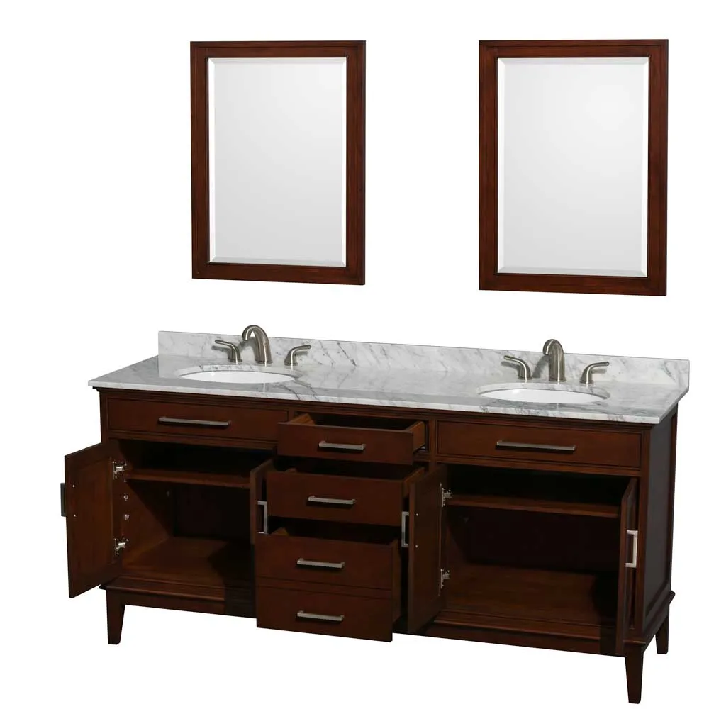 Hatton 72 Inch Double Bathroom Vanity in Dark Chestnut