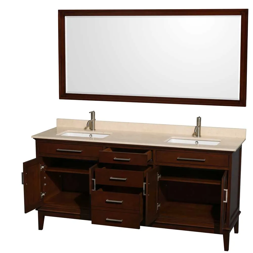 Hatton 72 Inch Double Bathroom Vanity in Dark Chestnut