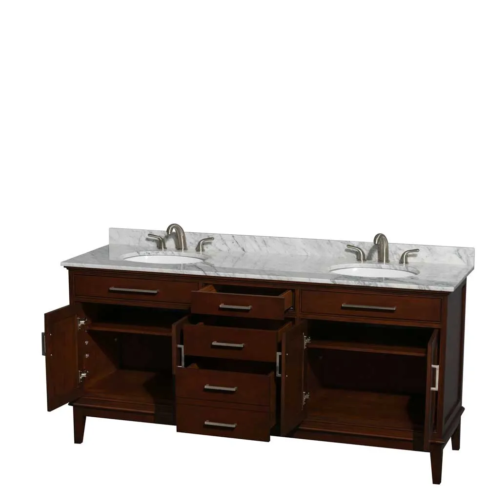 Hatton 72 Inch Double Bathroom Vanity in Dark Chestnut