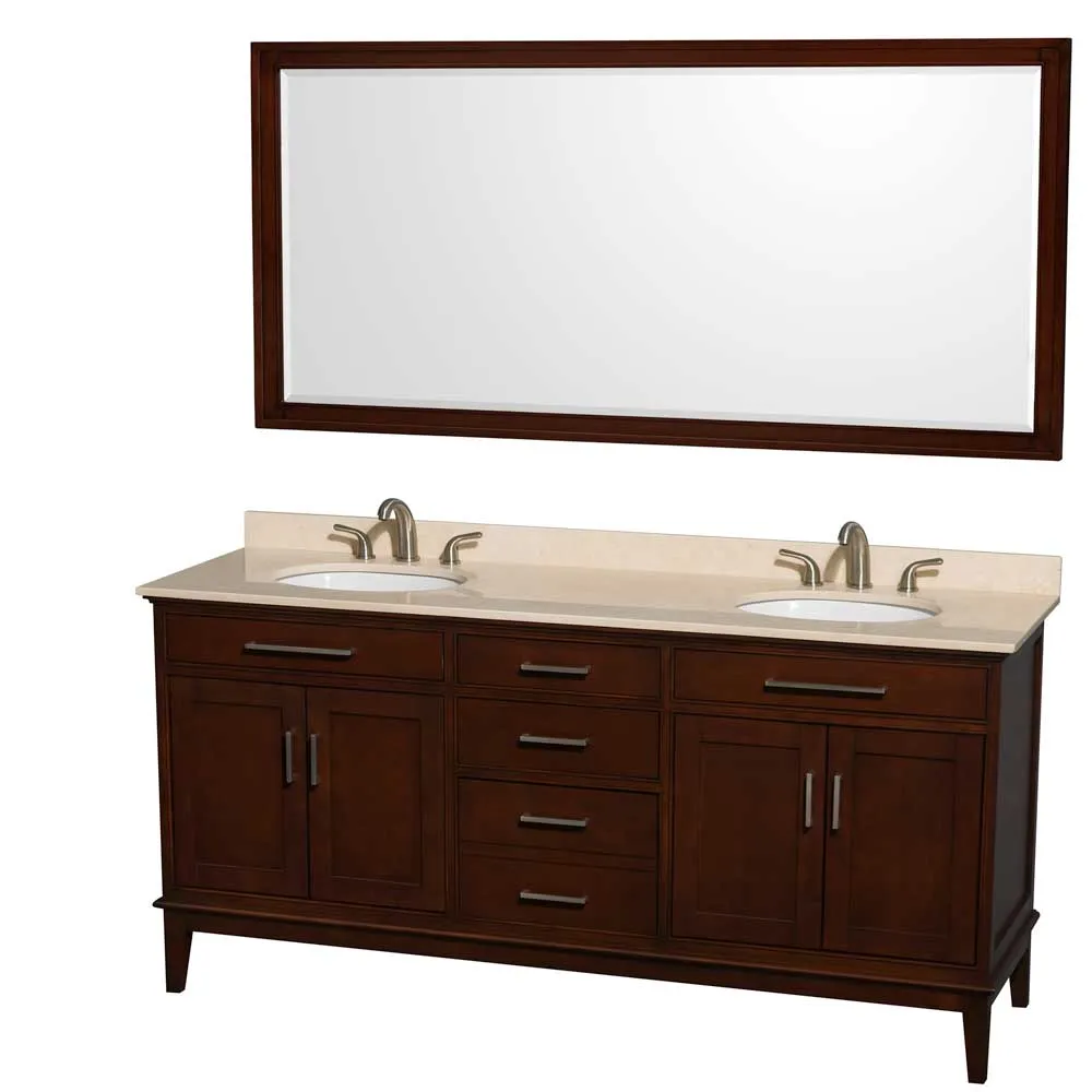 Hatton 72 Inch Double Bathroom Vanity in Dark Chestnut