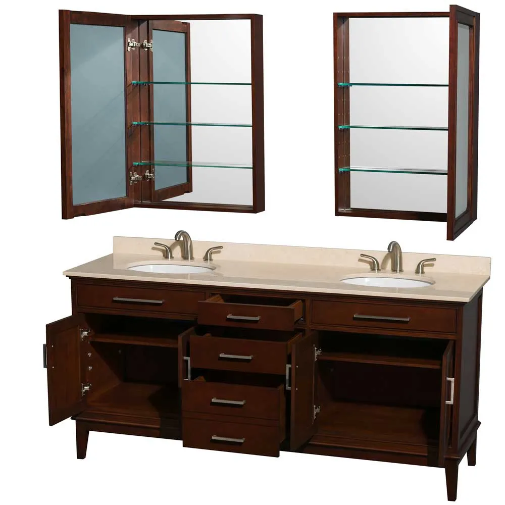 Hatton 72 Inch Double Bathroom Vanity in Dark Chestnut